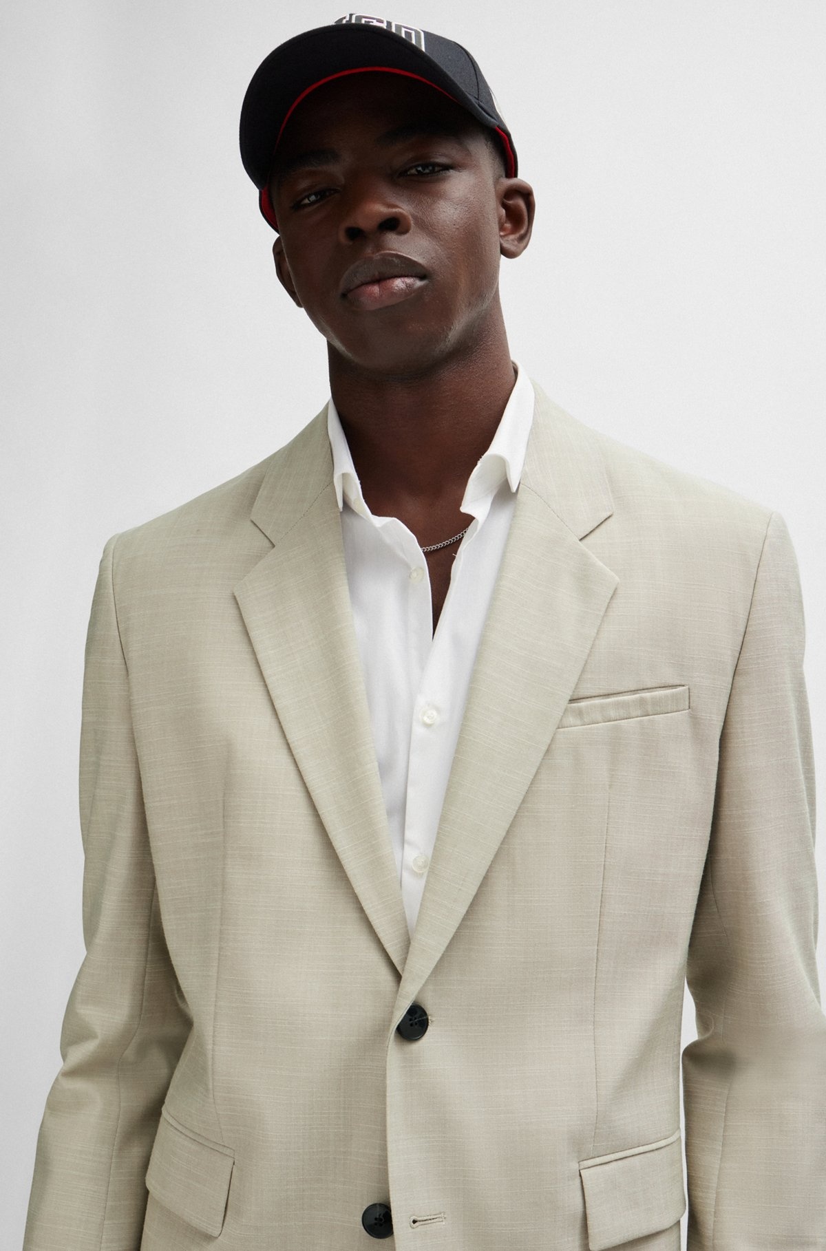 REGULAR-FIT SUIT IN PATTERNED LINEN-LOOK CLOTH - 5