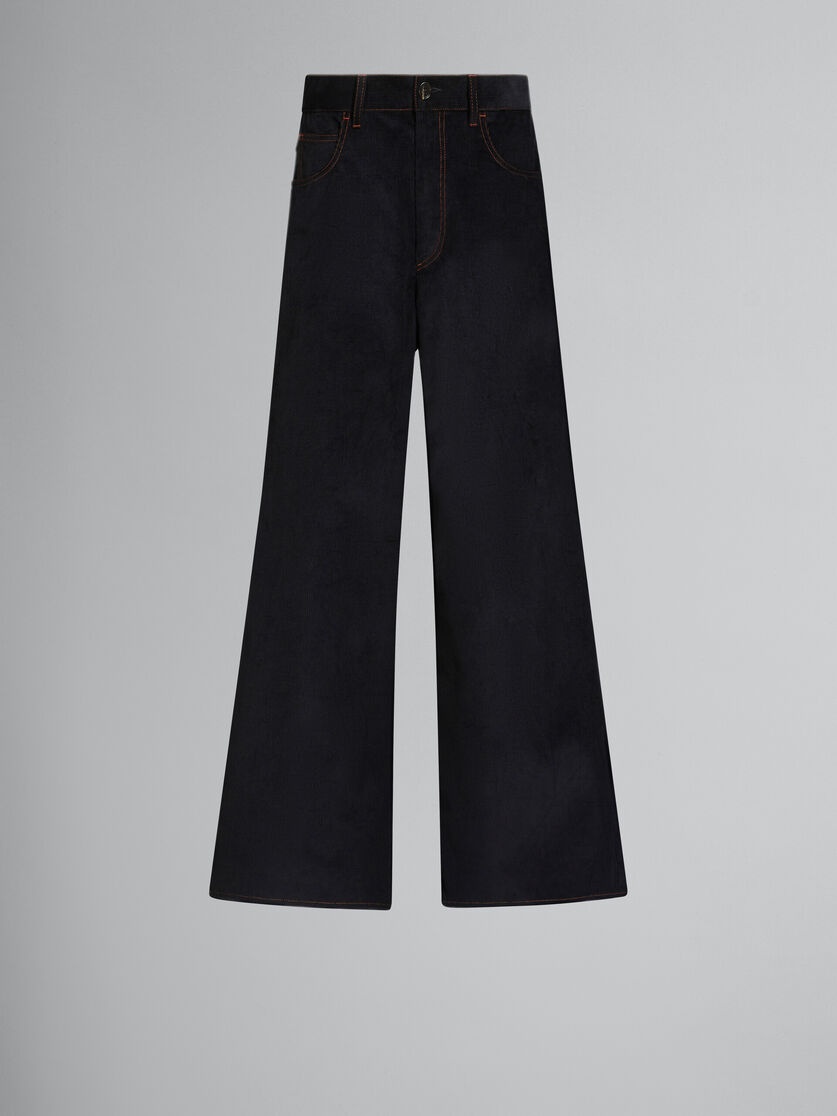 BLACK FLARED CORDUROY TROUSERS - 1