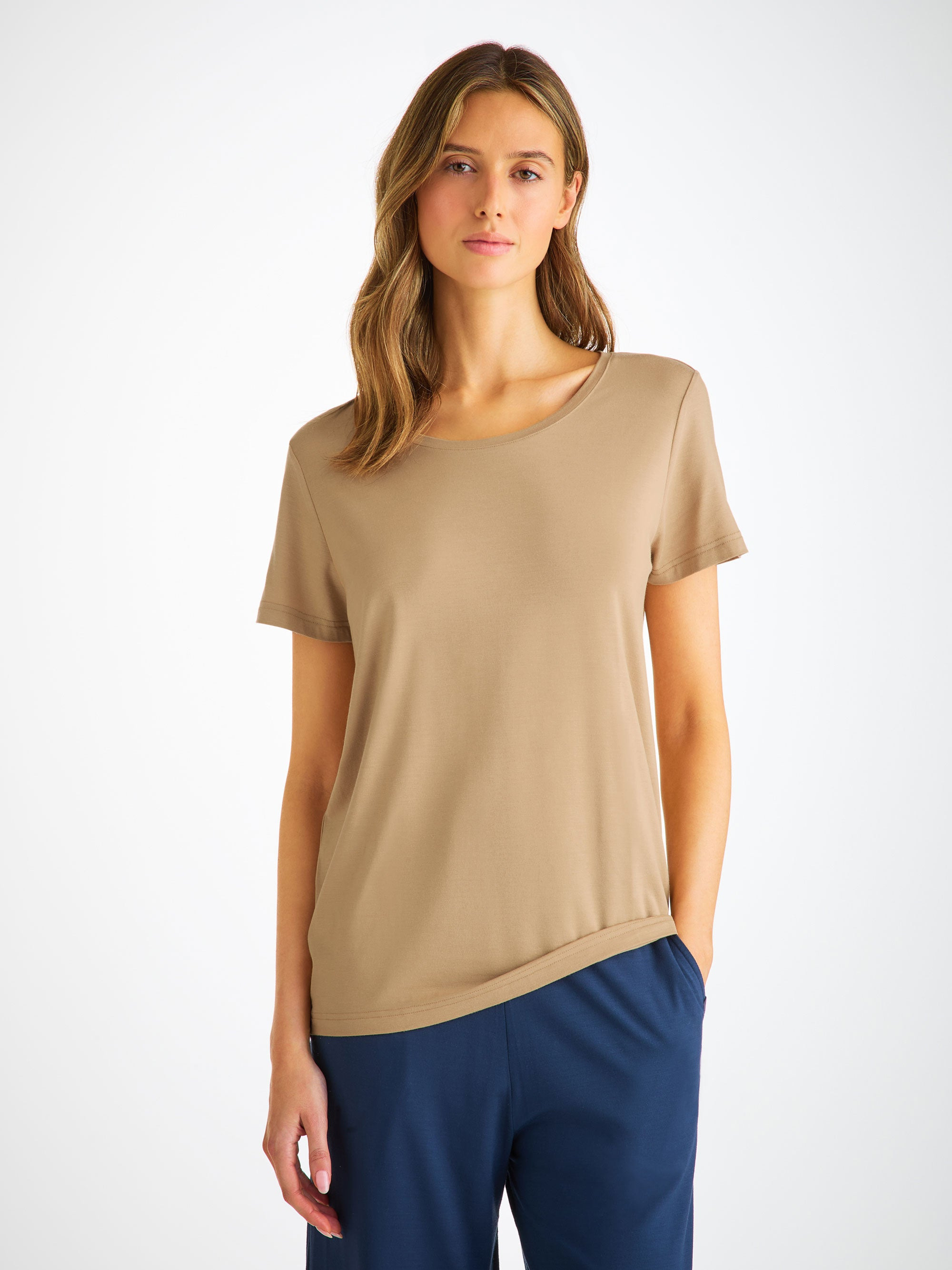 Women's T-Shirt Lara Micro Modal Stretch Camel - 3