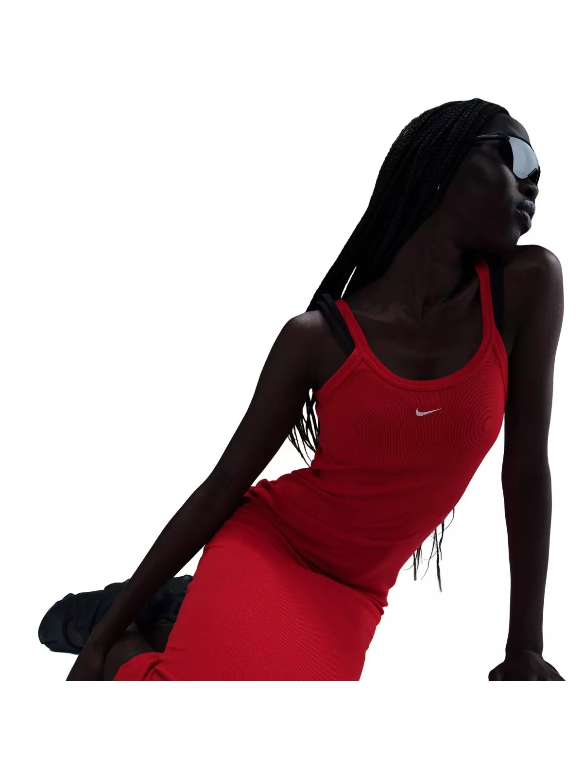 Women's Sportswear Chill Knit Tight Mini-Rib Tank Dress-Red - 5