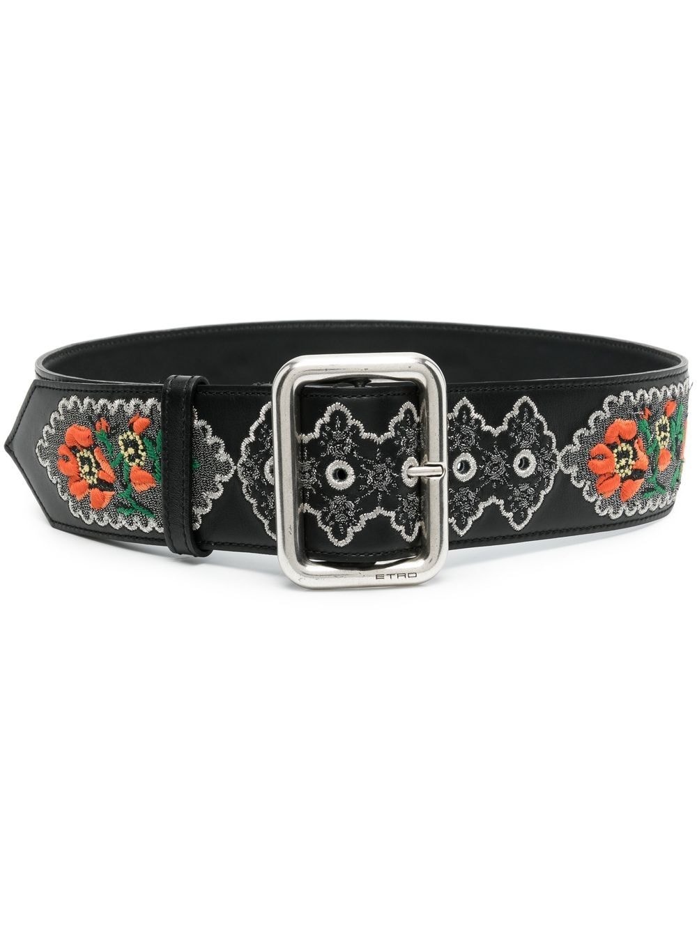 patterned wide leather belt - 1