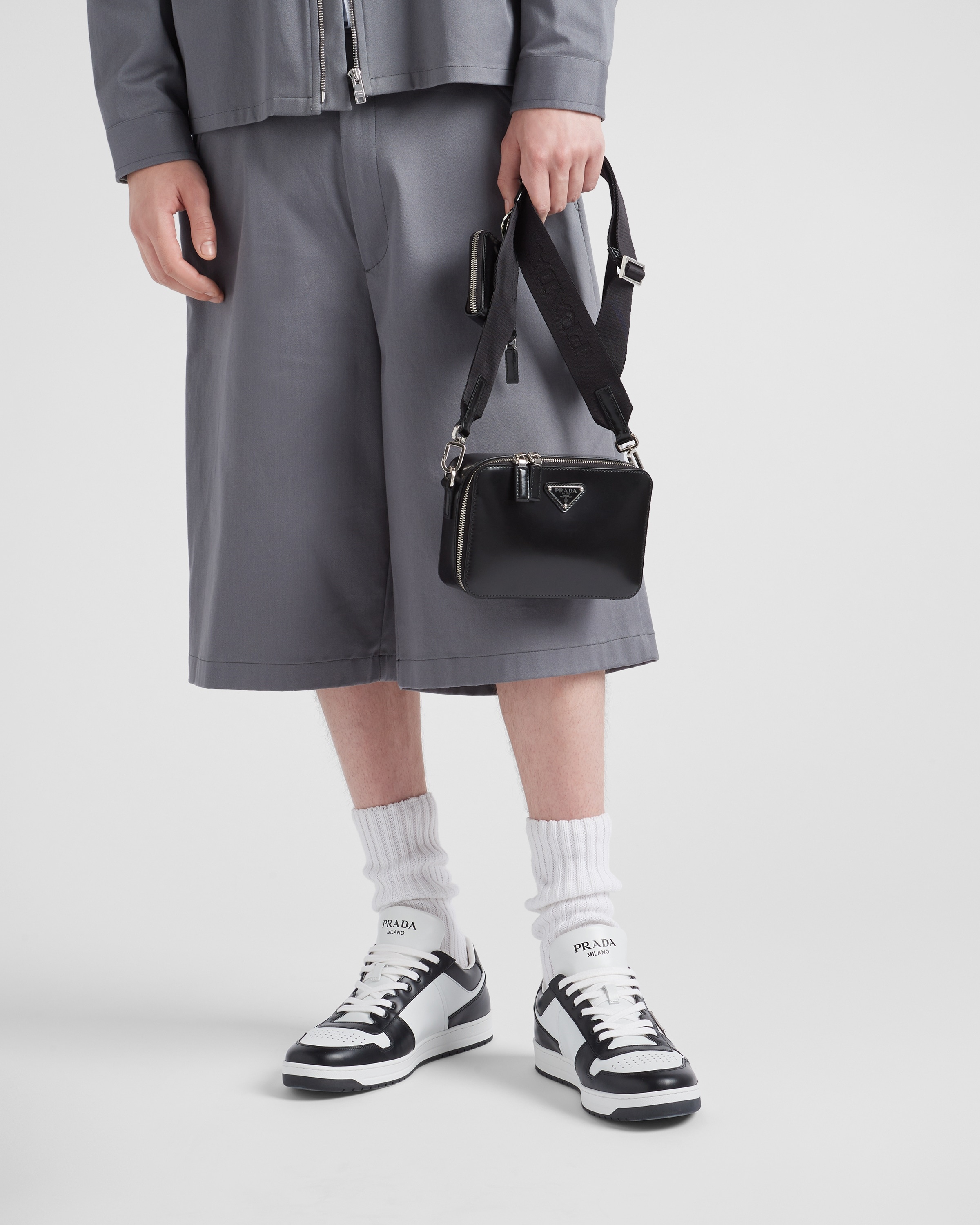 PRA DOWNTOWN PERFORATED SNEAKERS GLOSSY BLACK CALFSKIN main image 1