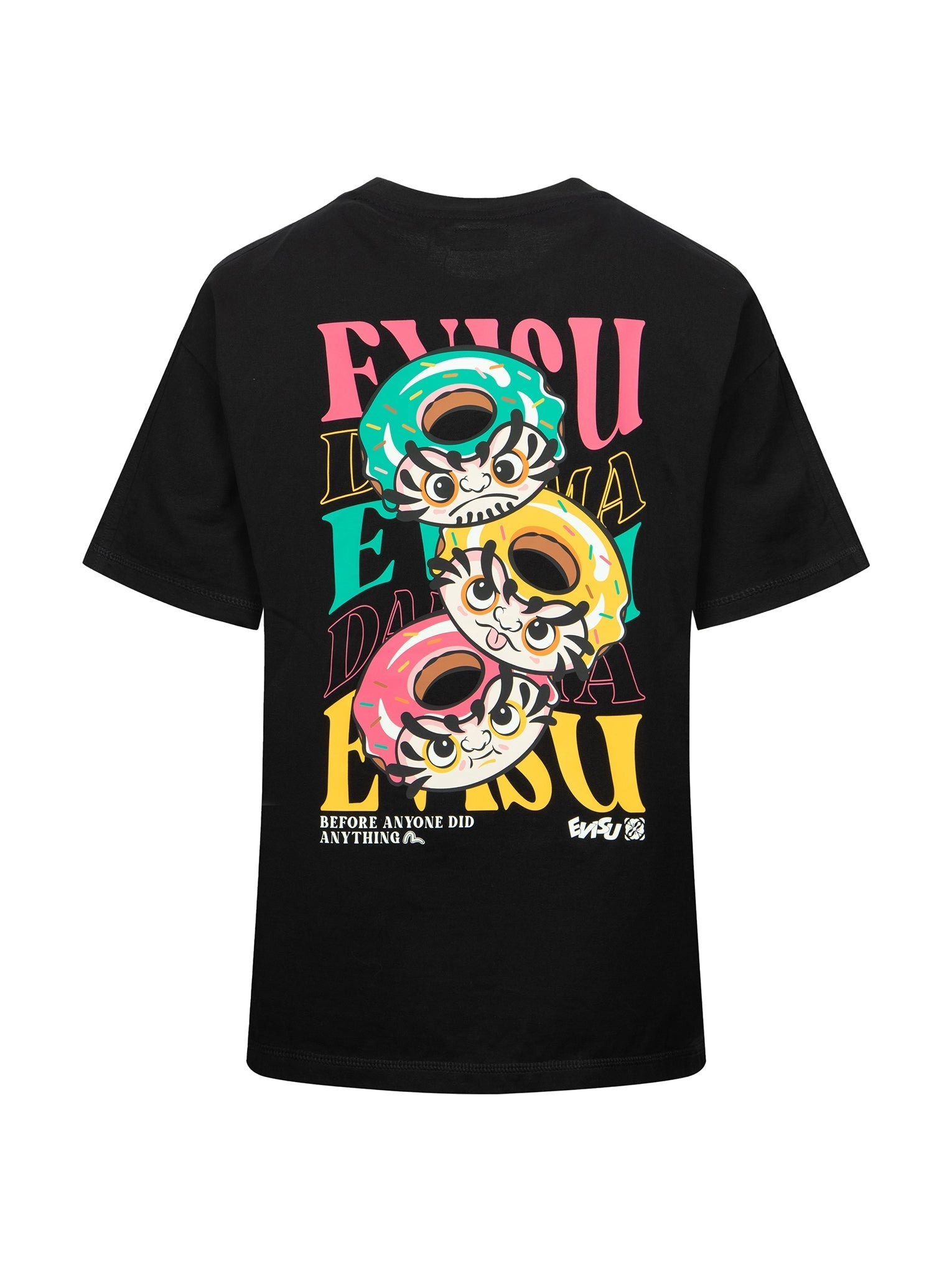 LOGO EMBROIDERY AND DONUT DARUMA PRINT FASHION FIT T-SHIRT - 11