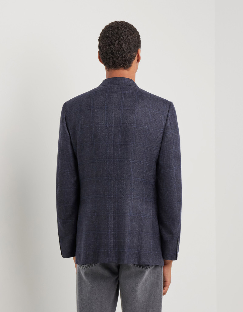 EXCLUSIVE NAVY BLUE PURE CASHMERE PATTERNED JACKET 4