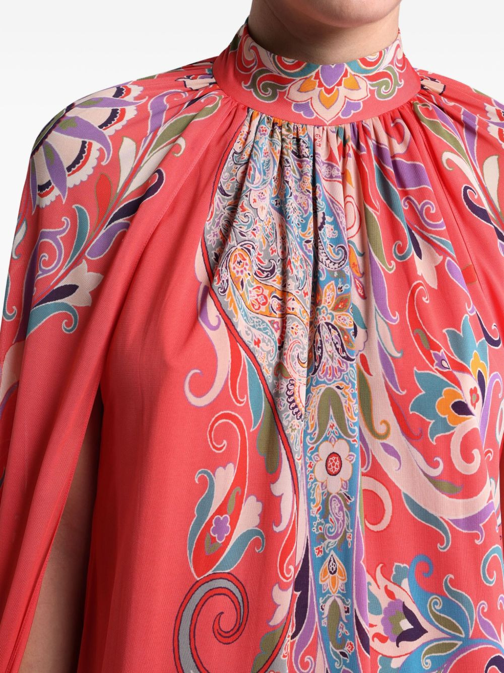 printed cape dress - 4