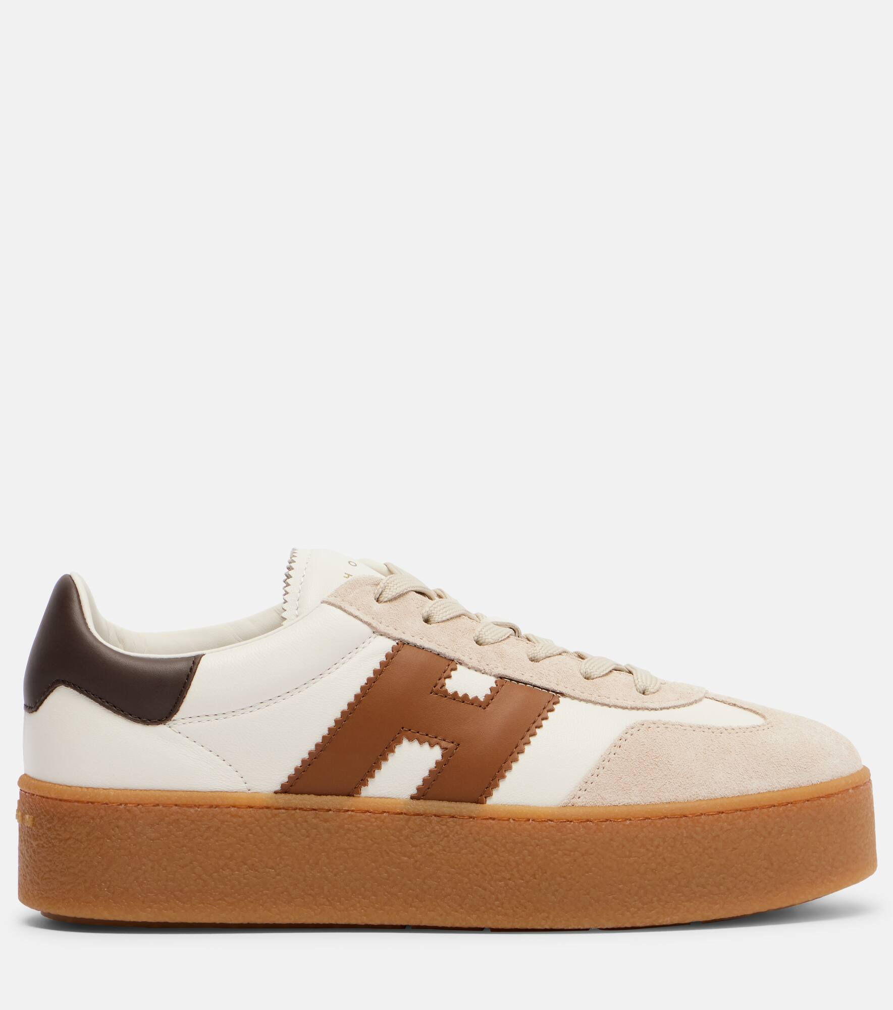H681 leather and suede platform sneakers - 4