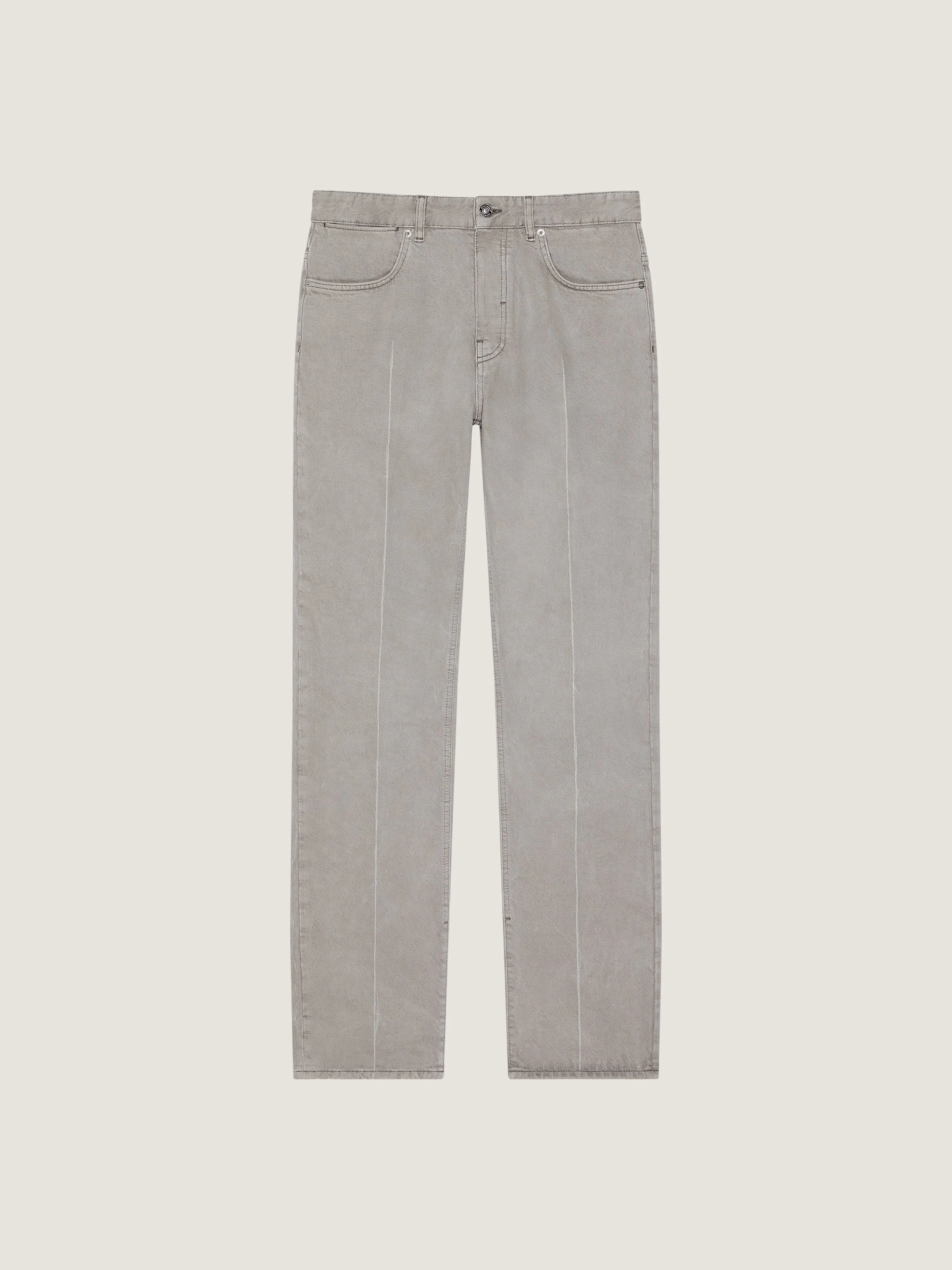 STRAIGHT FIT GREY JEANS WITH FOLDED EFFECT - 1