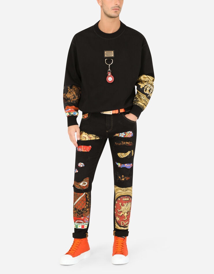 Denim patchwork jeans - 6