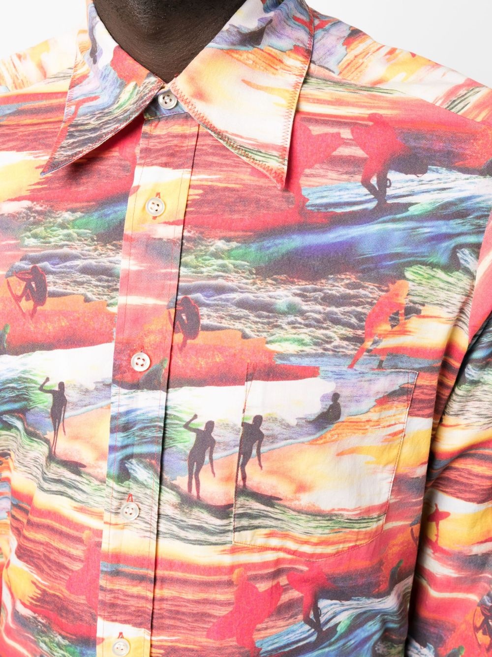 Sunset-print cotton shirt - 5