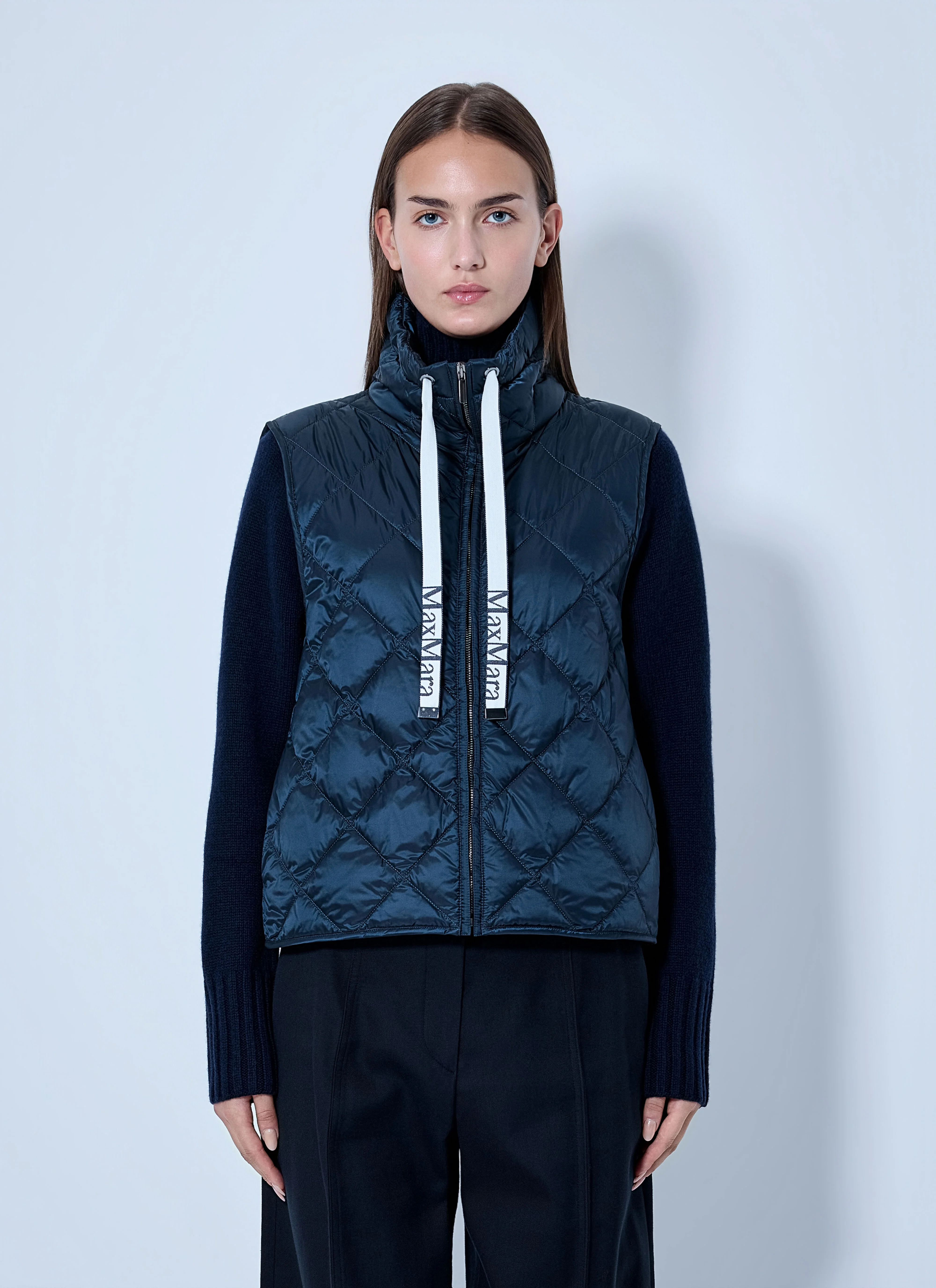 Quilted Gilet with Drawstring Collar - 1