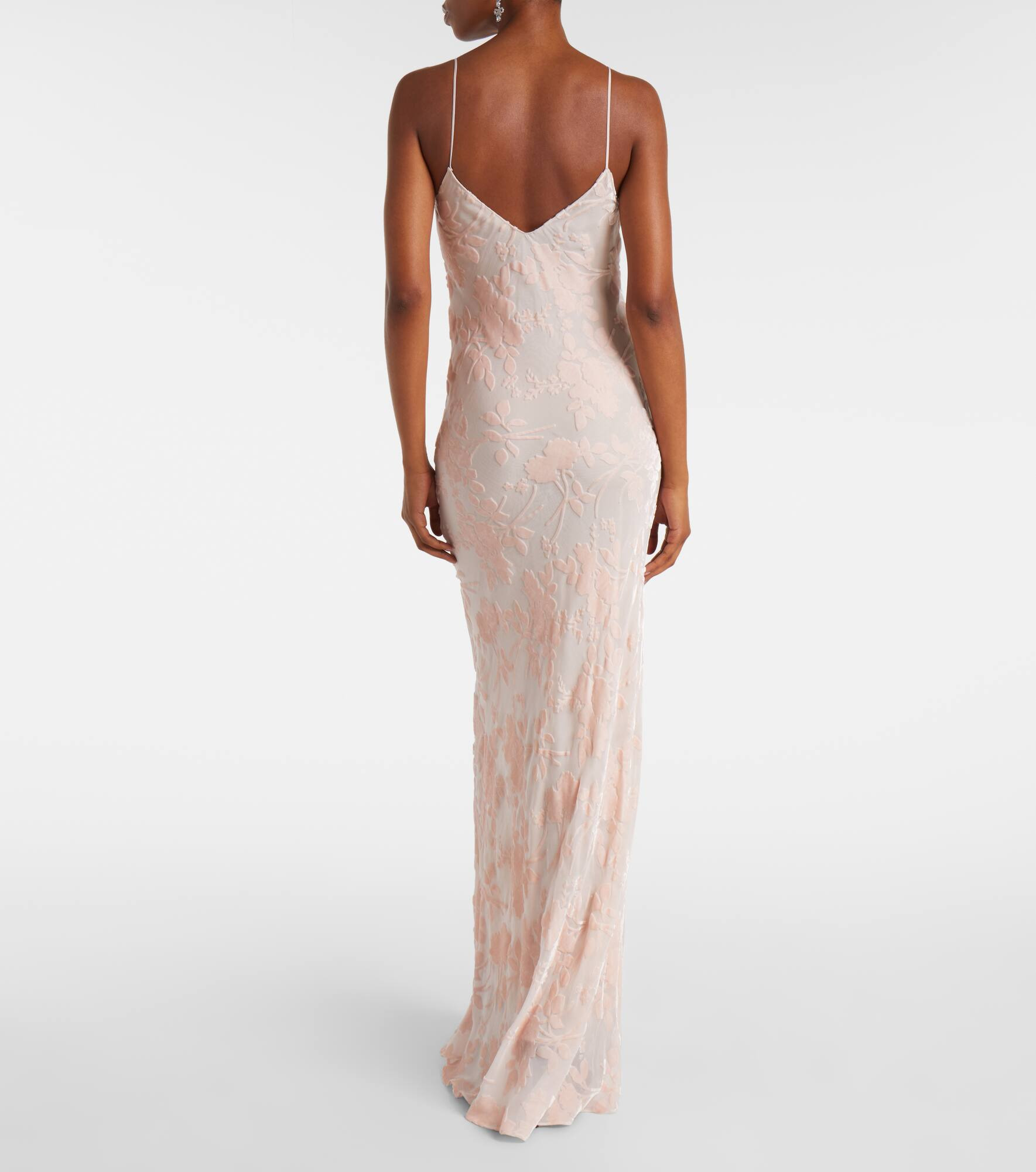 Floral-appliqué velvet slip dress - 3