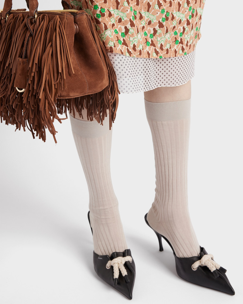 Prada Nappa leather mules with cord detail outlook