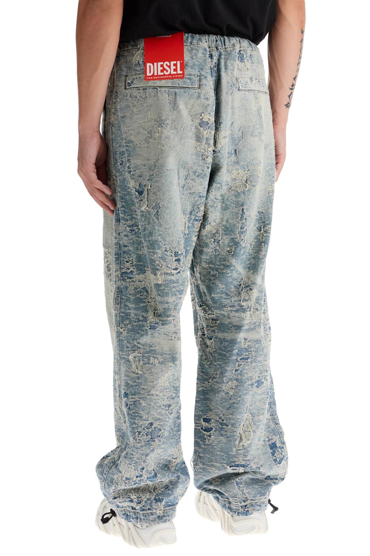 Diesel Pantaloni In Denim Jacquard Distressed wananluxury REVERSIBLE