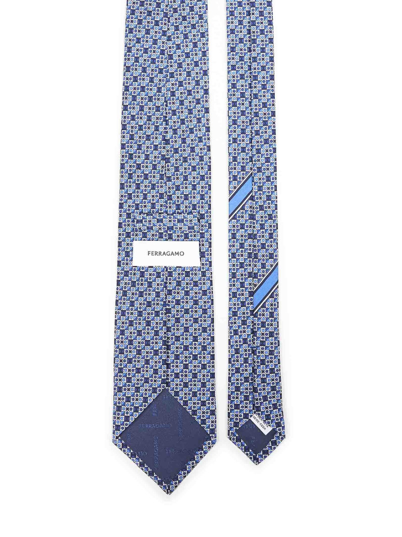 FERRAGAMO Gancini square print silk tie outlook