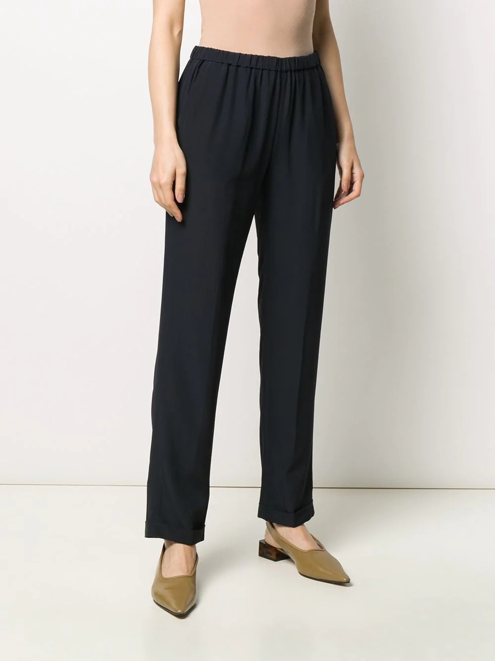 high-waisted silk trousers - 4