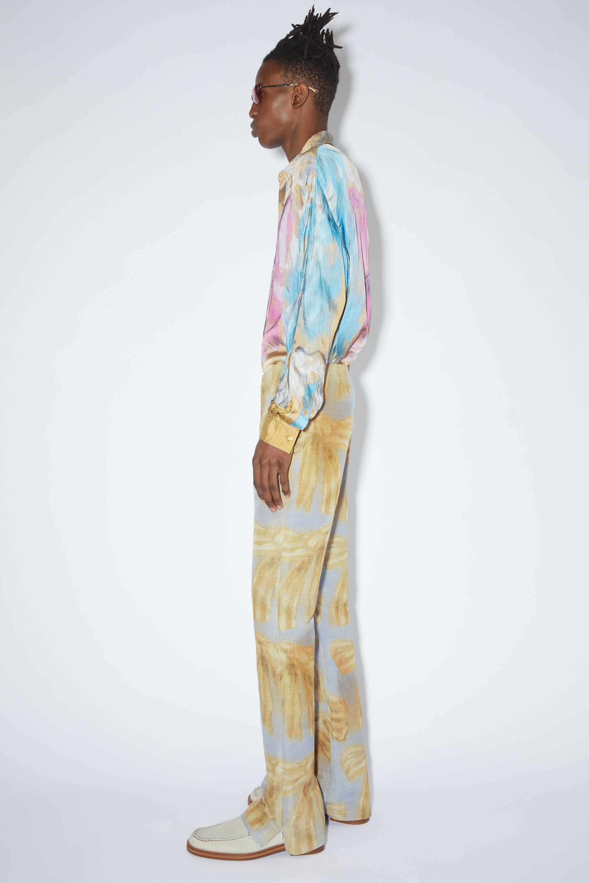 Printed trousers - Light blue/beige - 4