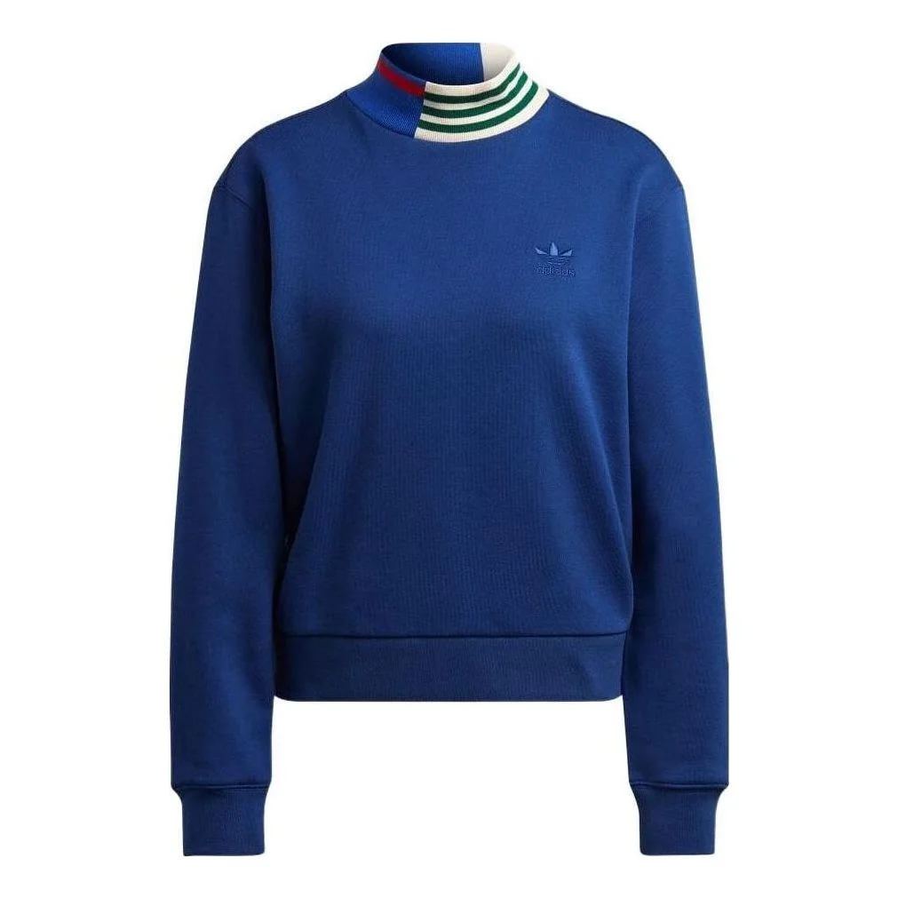 (WMNS) adidas Ribbed Collar Sweatshirts 'Blue' IC5238 - 1