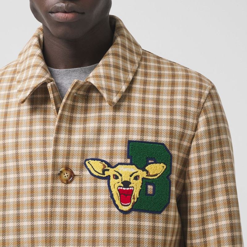 Varsity Graphic Check Bonded Cotton Car Coat 3