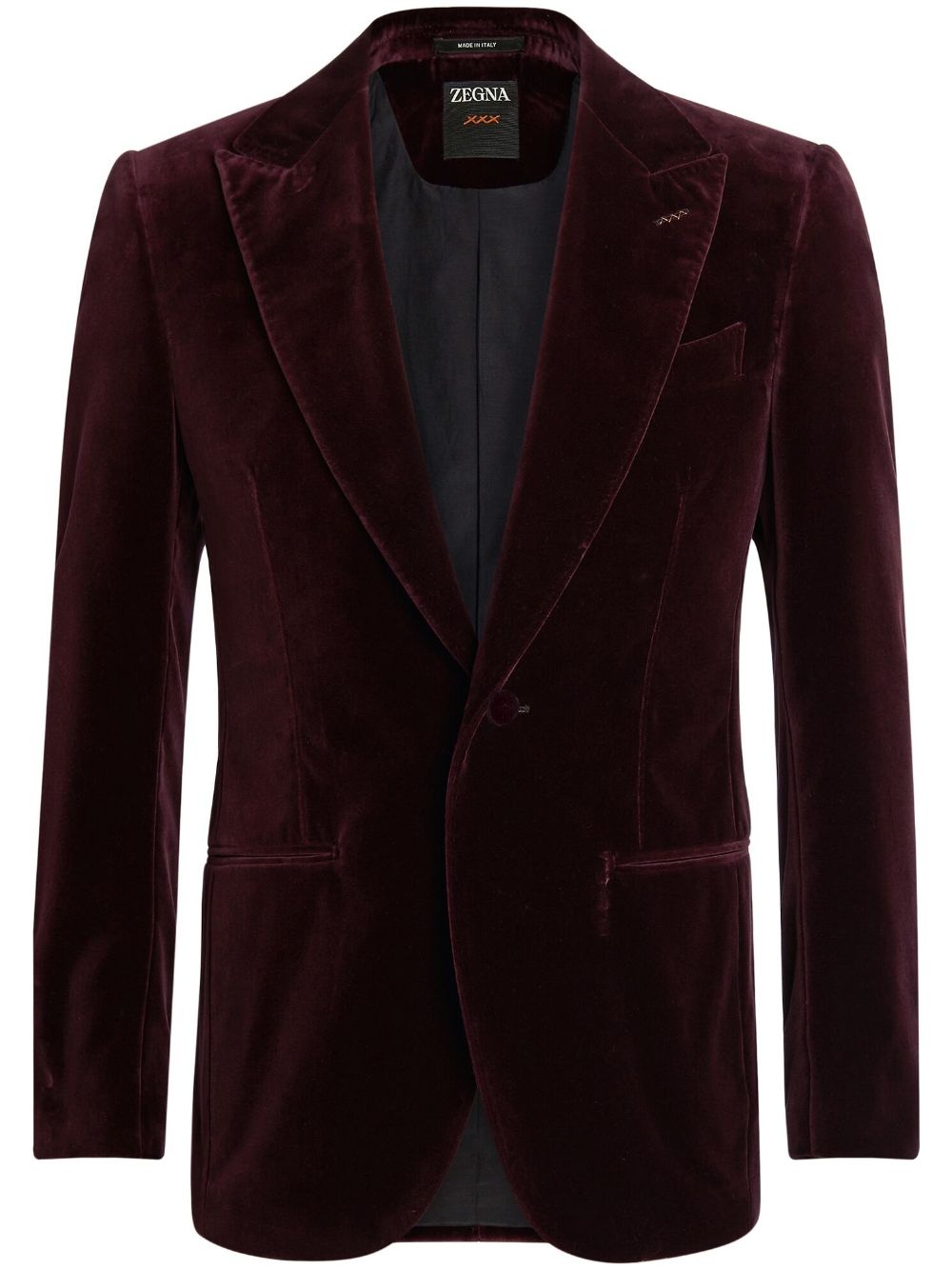 single-breasted velour blazer - 1