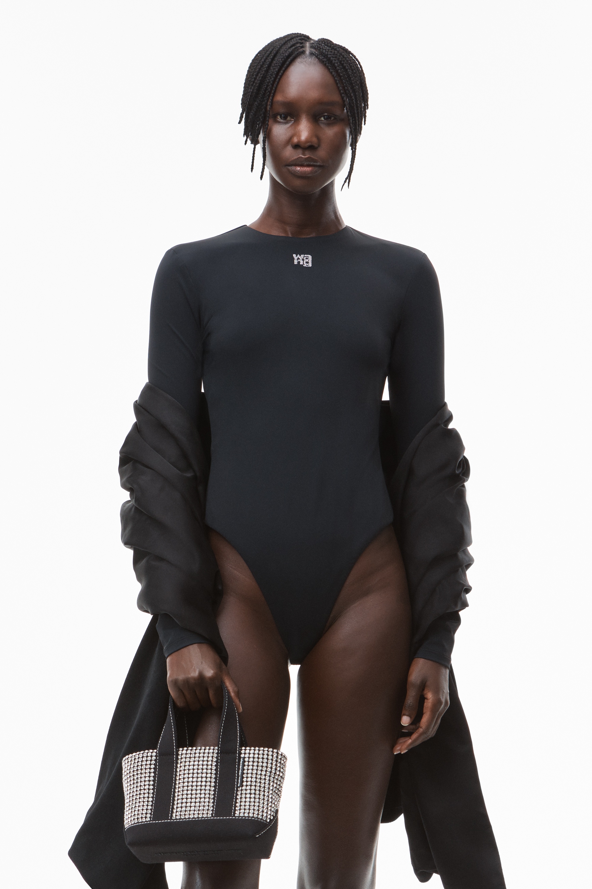 CRYSTAL LOGO BODYSUIT IN SCULPTED JERSEY - 2
