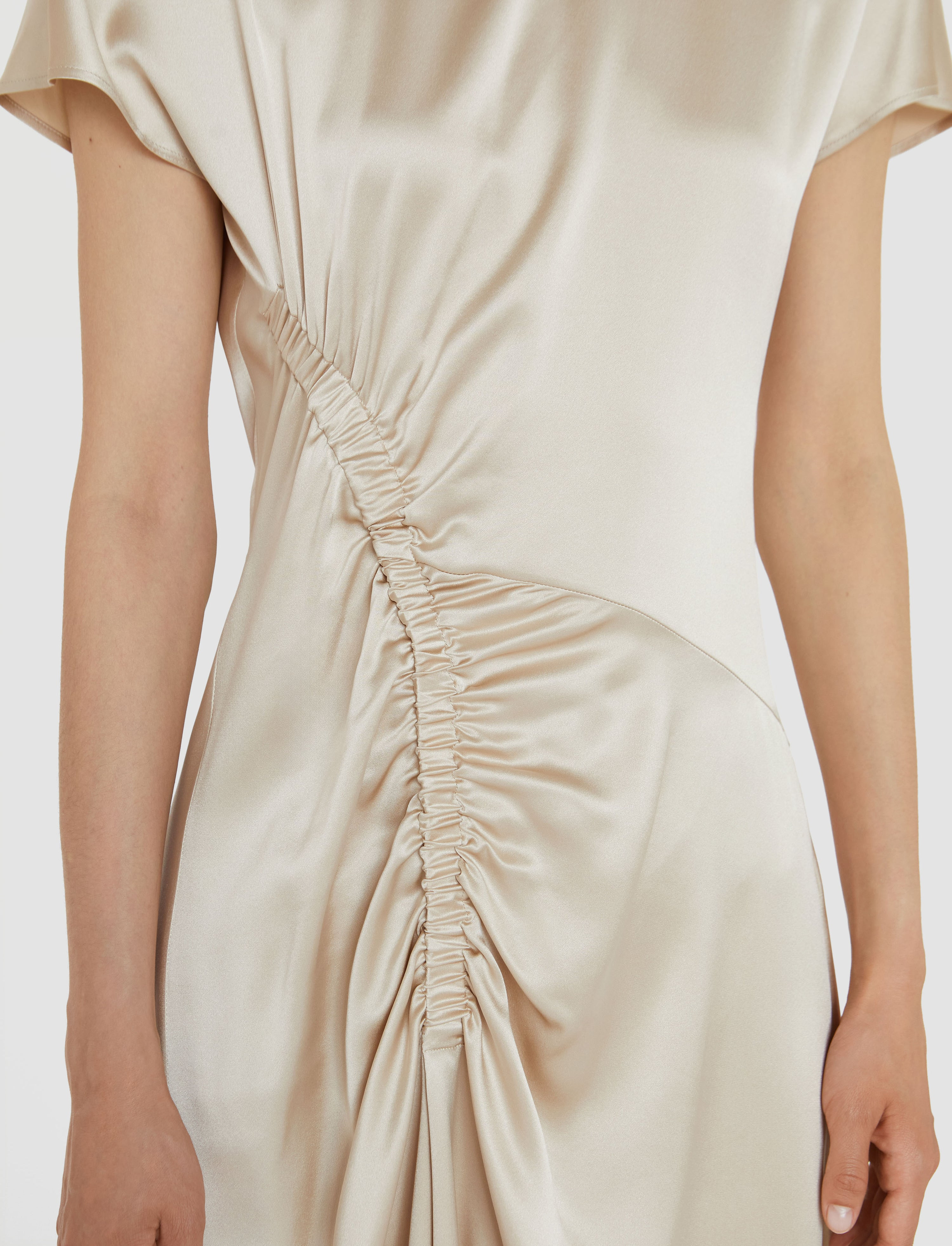 Geegee Ruched Silk Satin Dress - 4