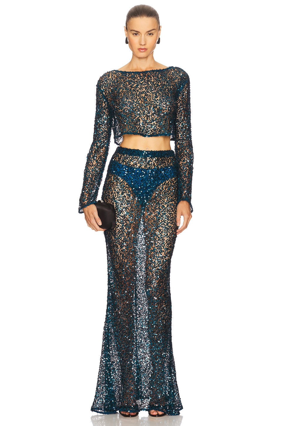 Net Paillette Maxi Skirt - 5