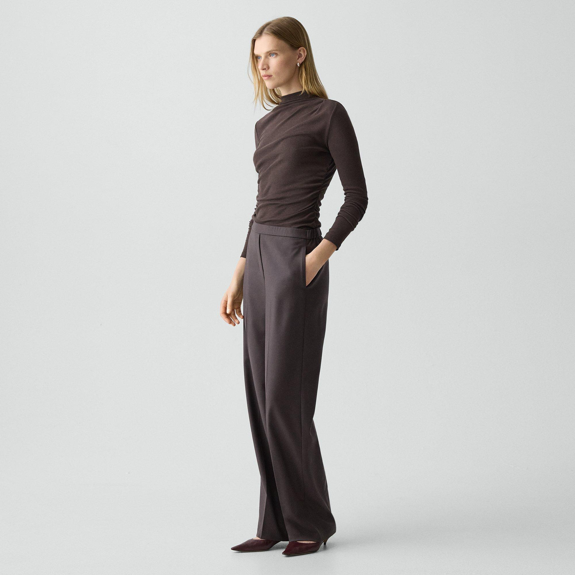 Wide-Leg Pull-On Pant in Sleek Flannel - 2
