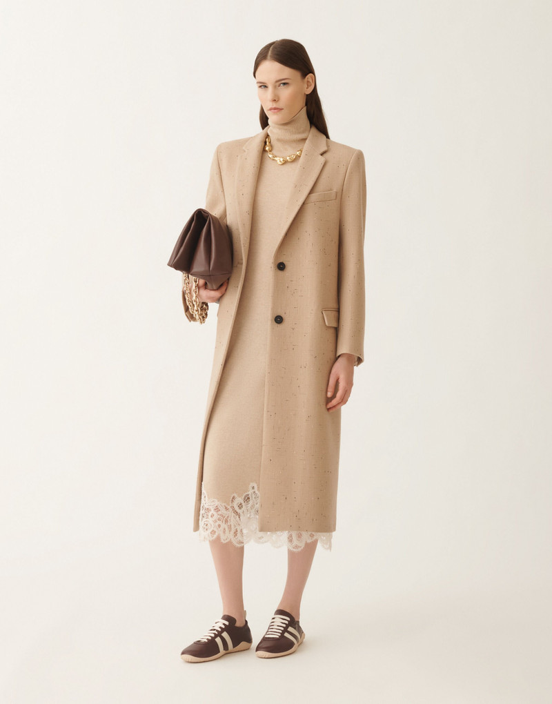 FABIANA FILIPPI Platinum dress with macramé lace outlook