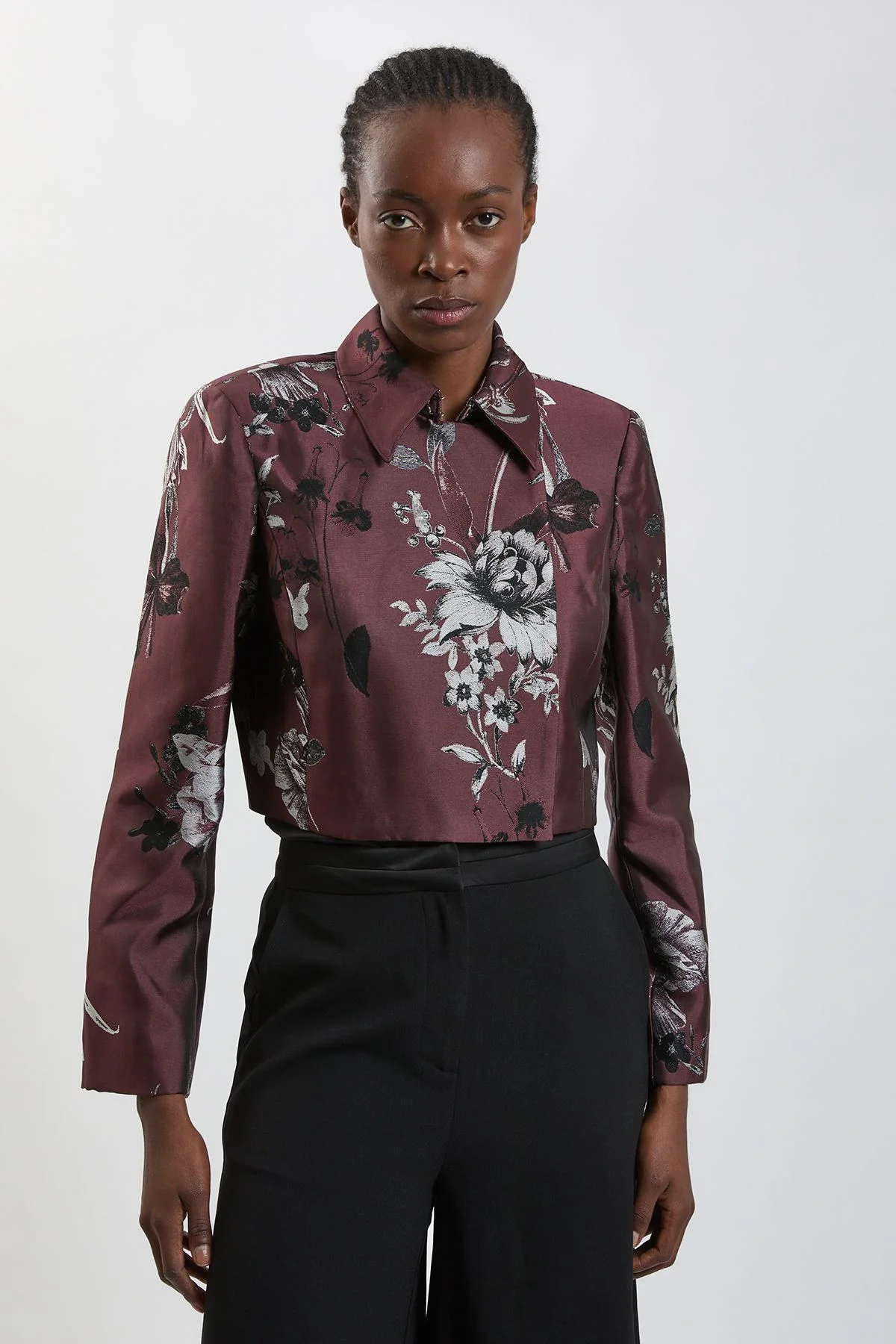 Floral Jacquard Tailored Jacket - 1