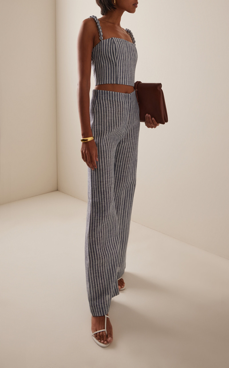 ANDRES OTALORA Amor Profundo Striped Wide-Leg Pants stripe outlook
