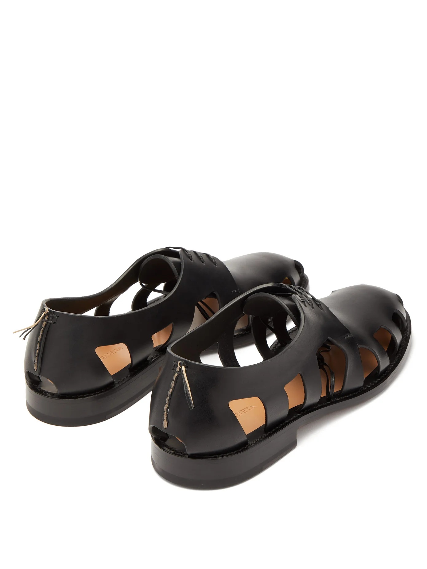 Cut-out leather sandals - 4