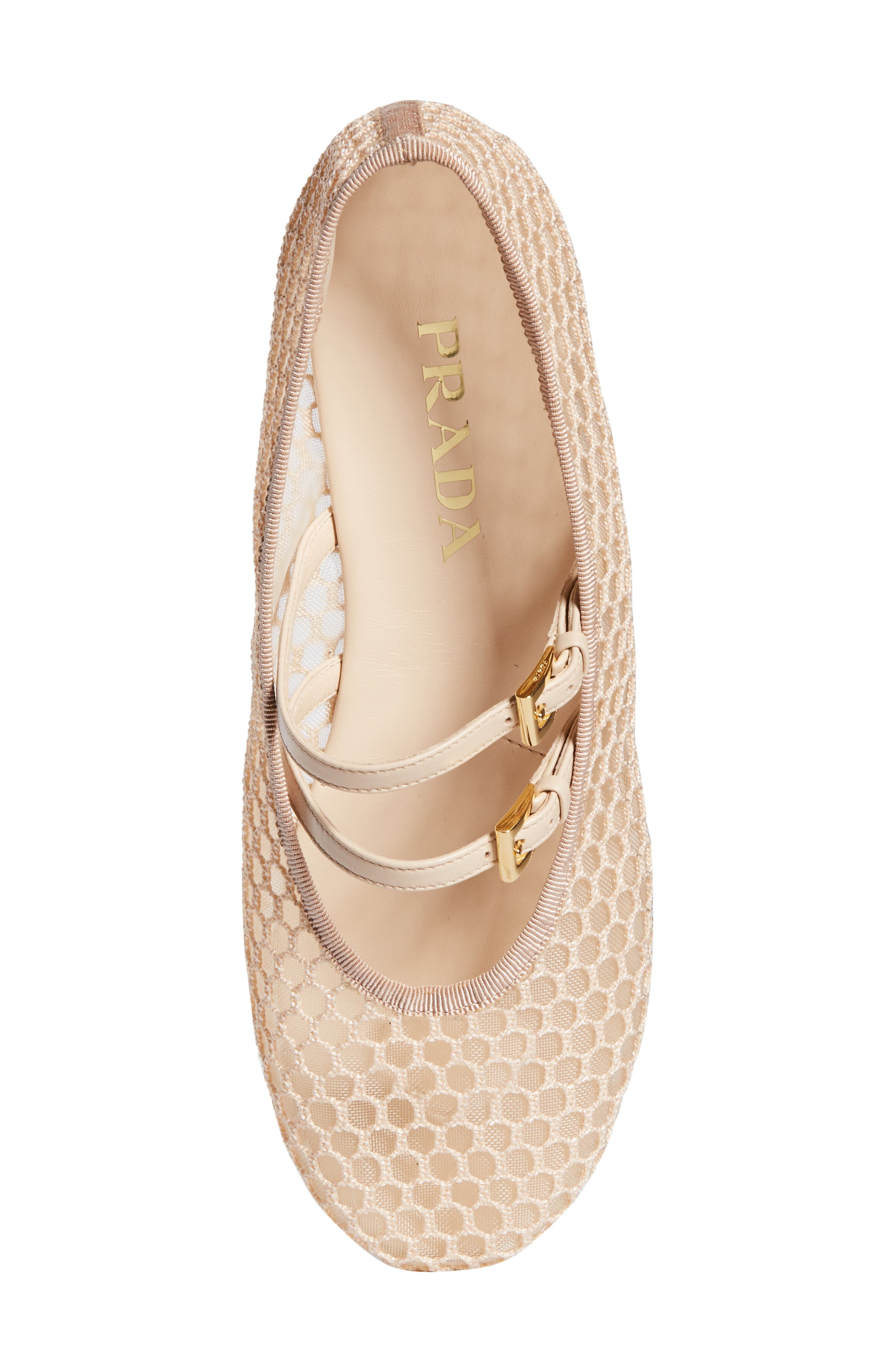 Prada Ballerine Mesh Mary Jane Flat in Travertino at Nordstrom - 5