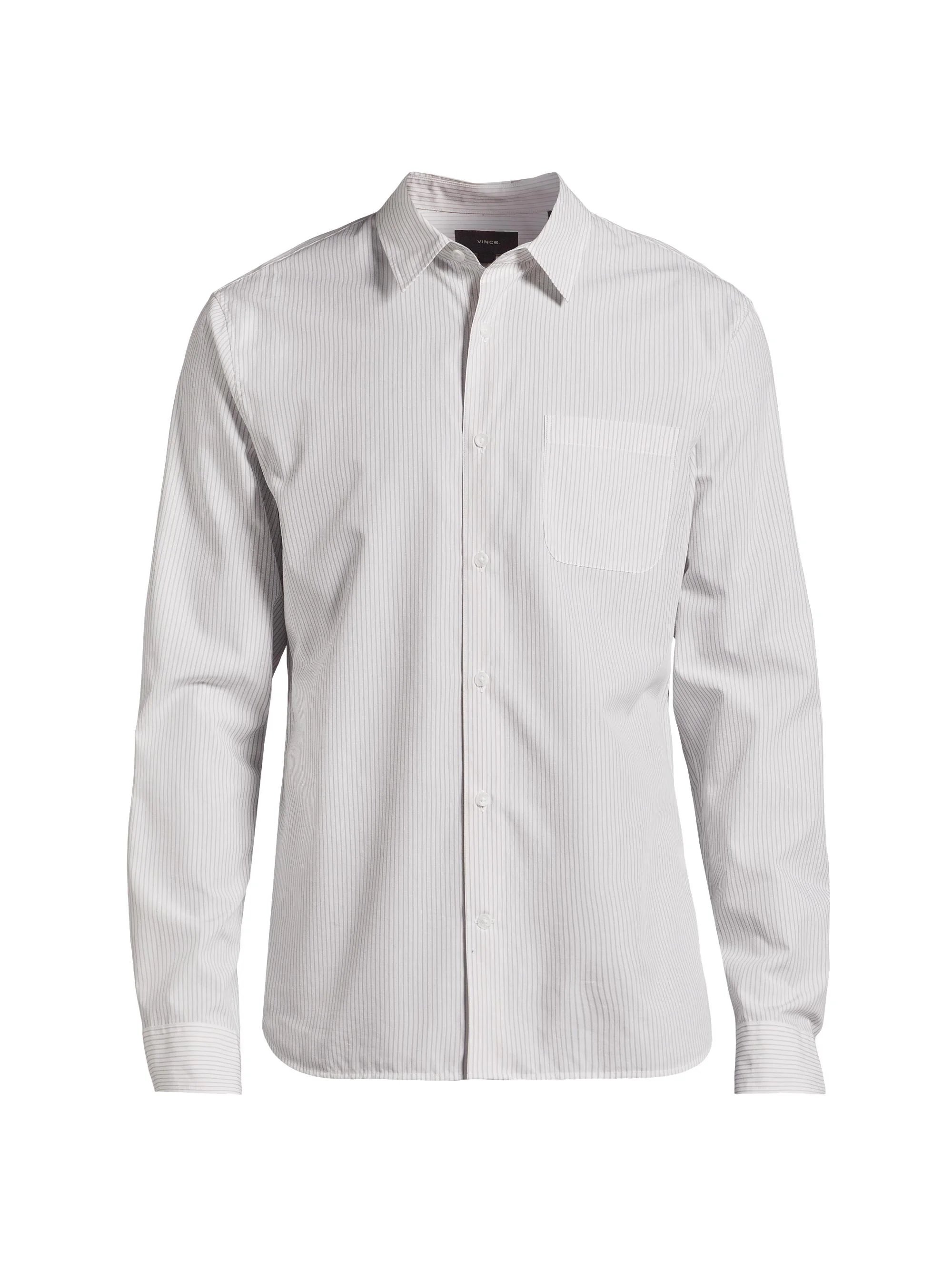Men's Pinstriped Cotton-Blend Button-Front Shirt - Optic White Storm Cloud - 1