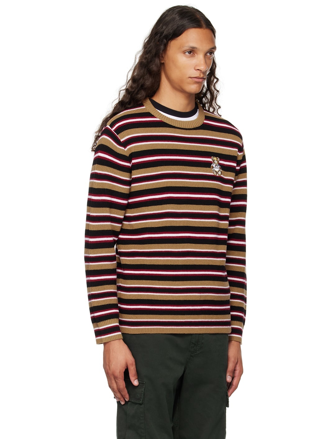 Brown Virgin Wool Striped Sweater - 2