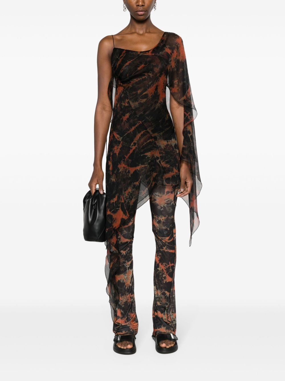 acid flame-print silk dress - 2