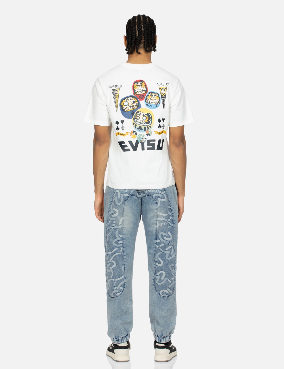 ALLOVER SEAGULL JACQUARD INSERTED DAICOCK REGULAR FIT DENIM JOGGERS - 5