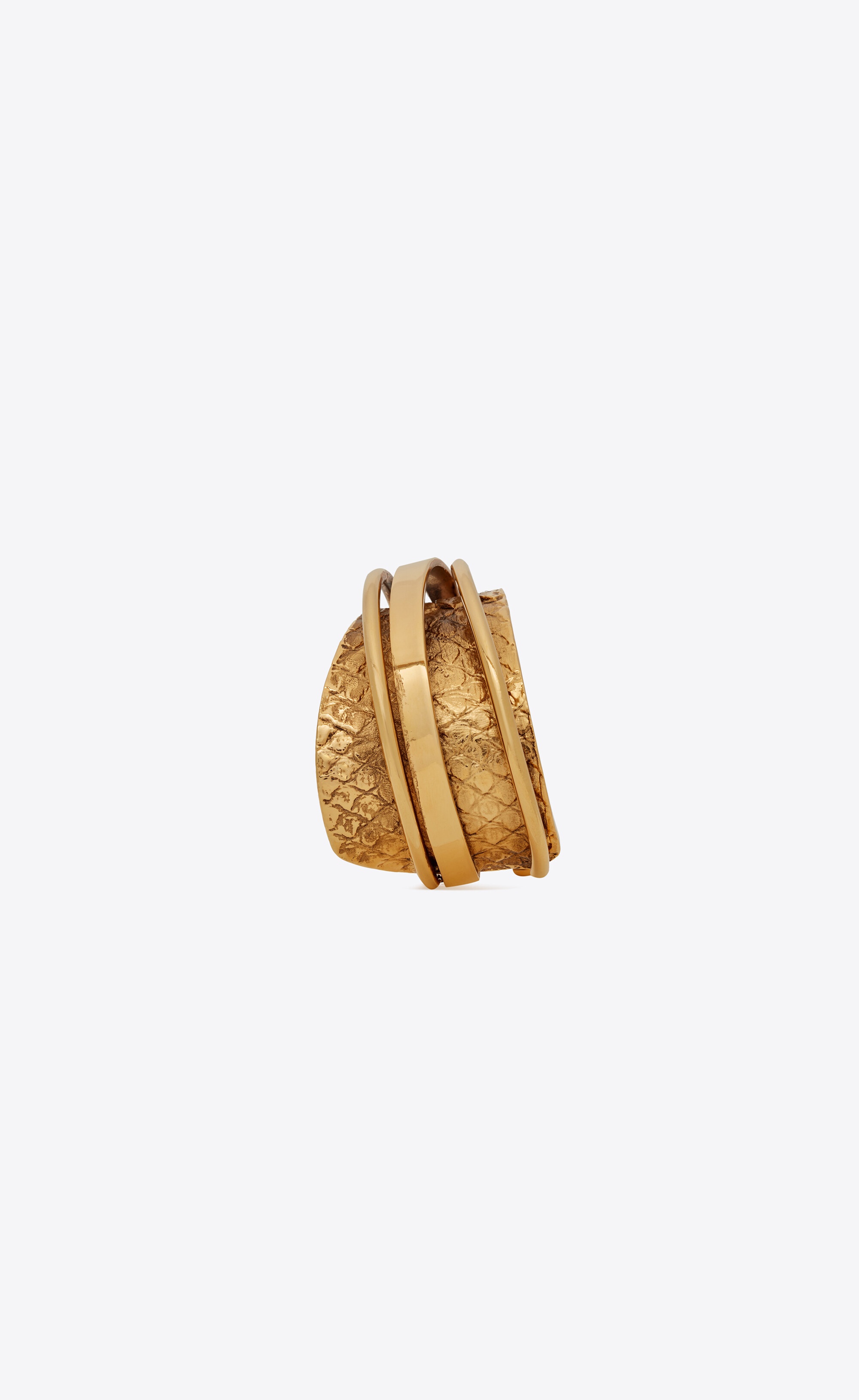modernist snake textured cuff bracelet in metal - 3