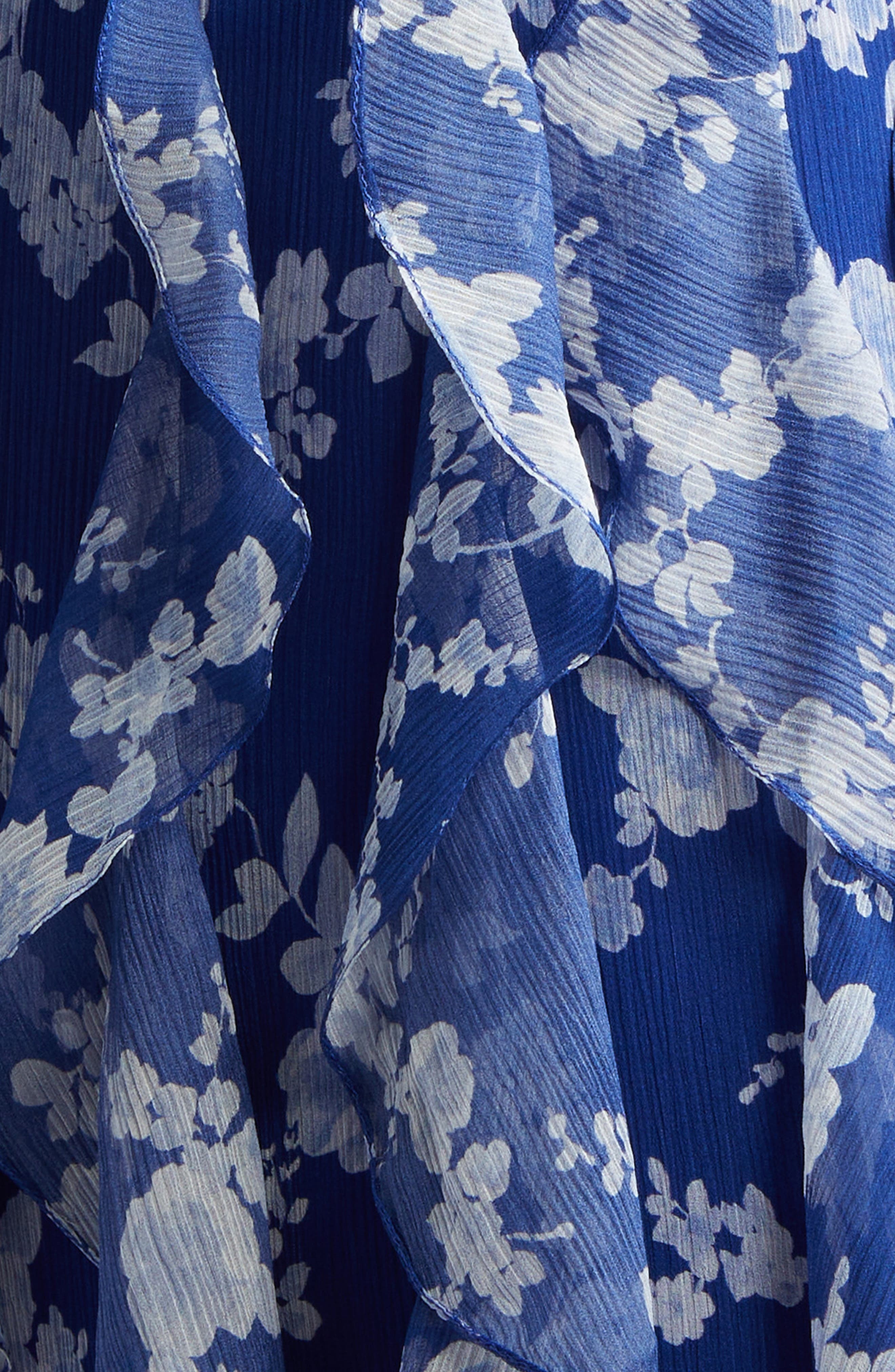 Carolina Herrera Floral Print Ruffle Silk Chiffon Midi Dress in Nautilus Multi at Nordstrom - 6