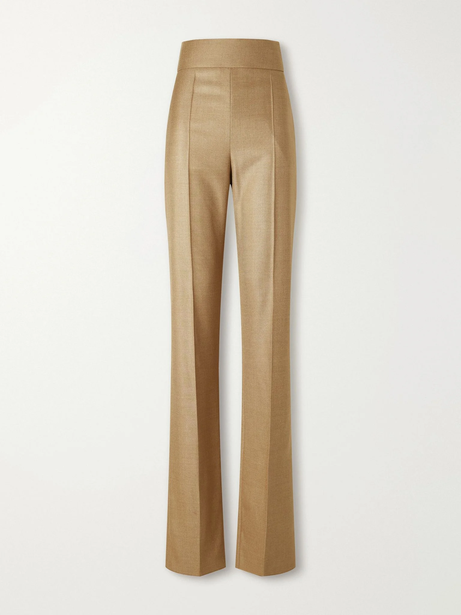 Wool and silk-blend straight-leg pants Tan - 1