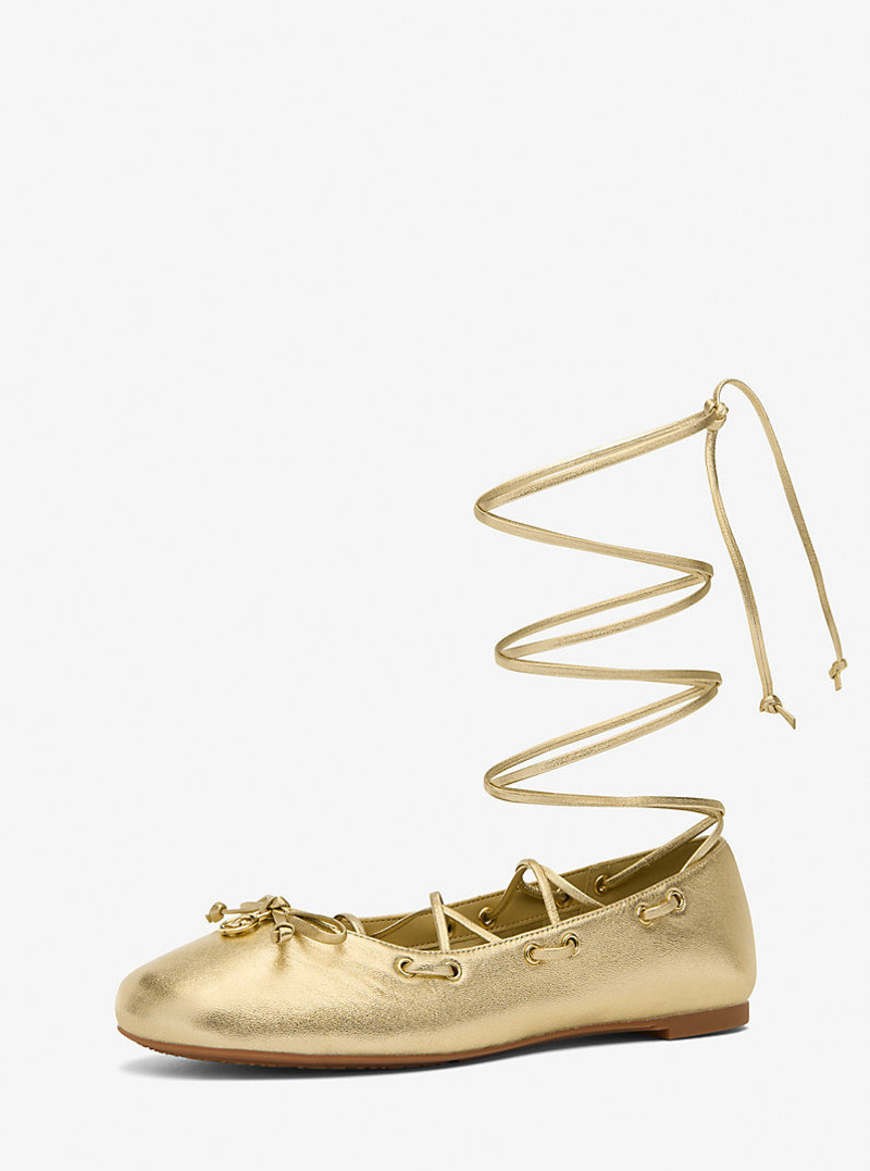 MICHAEL KORS Shae Flex Metallic Leather Ballet Flat outlook