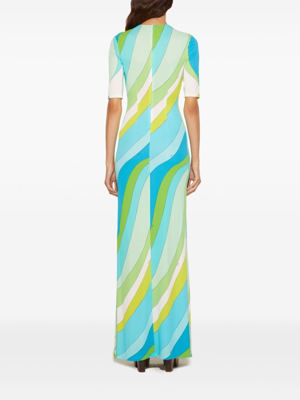 Pesci-print cut-out maxi dress - 4