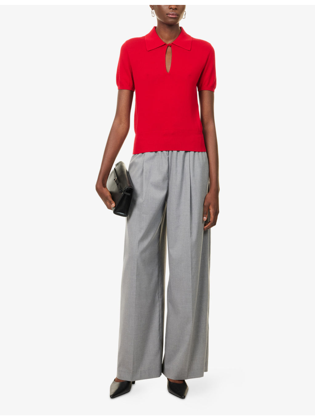 The Keyhole Polo Cotton-Modal Knitted Top - 2