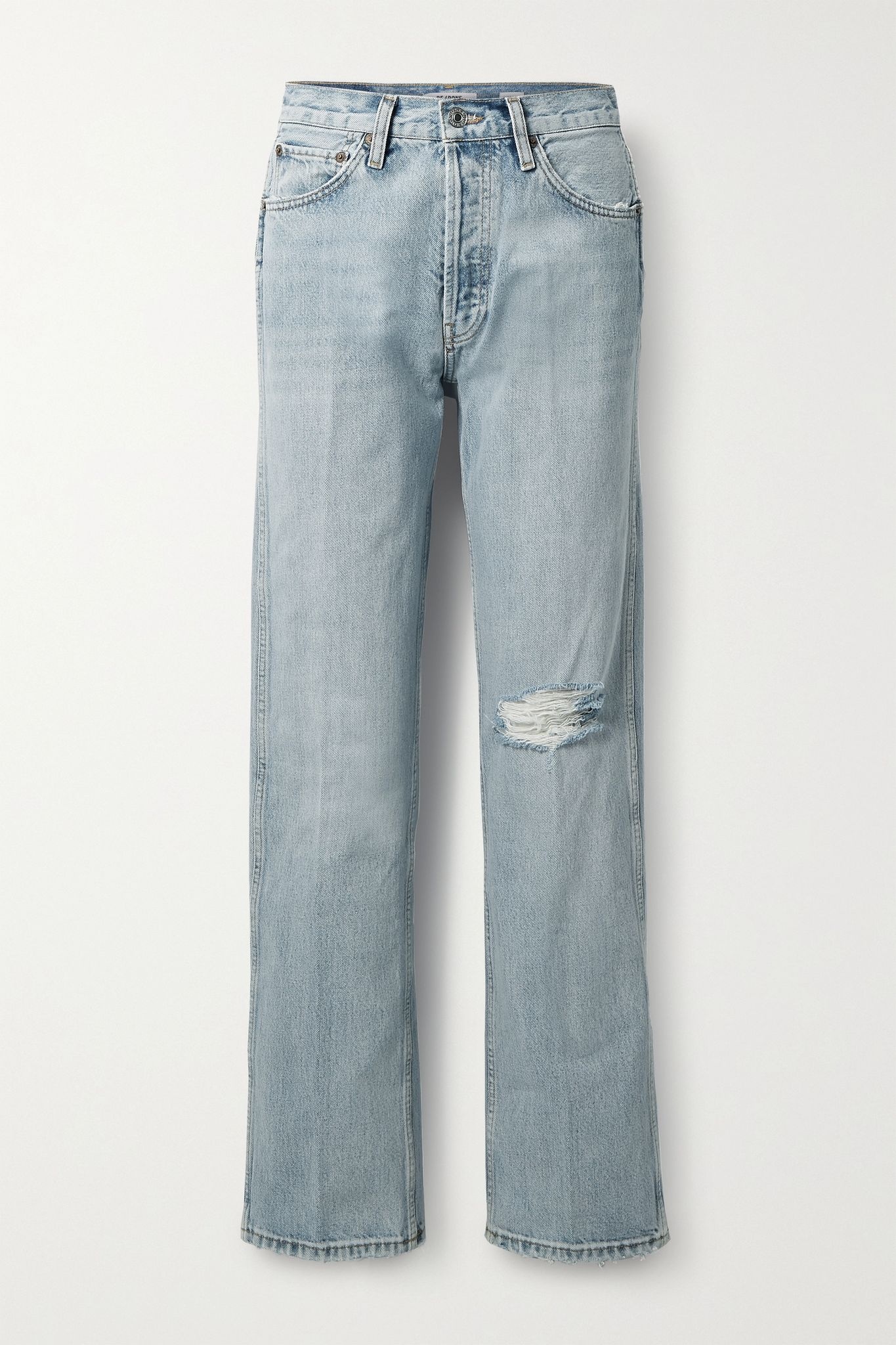 90s distressed high-rise straight-leg jeans - 1