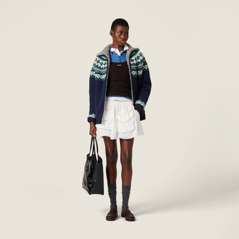 Miu Miu Wool and fleece cardigan with zipper outlook