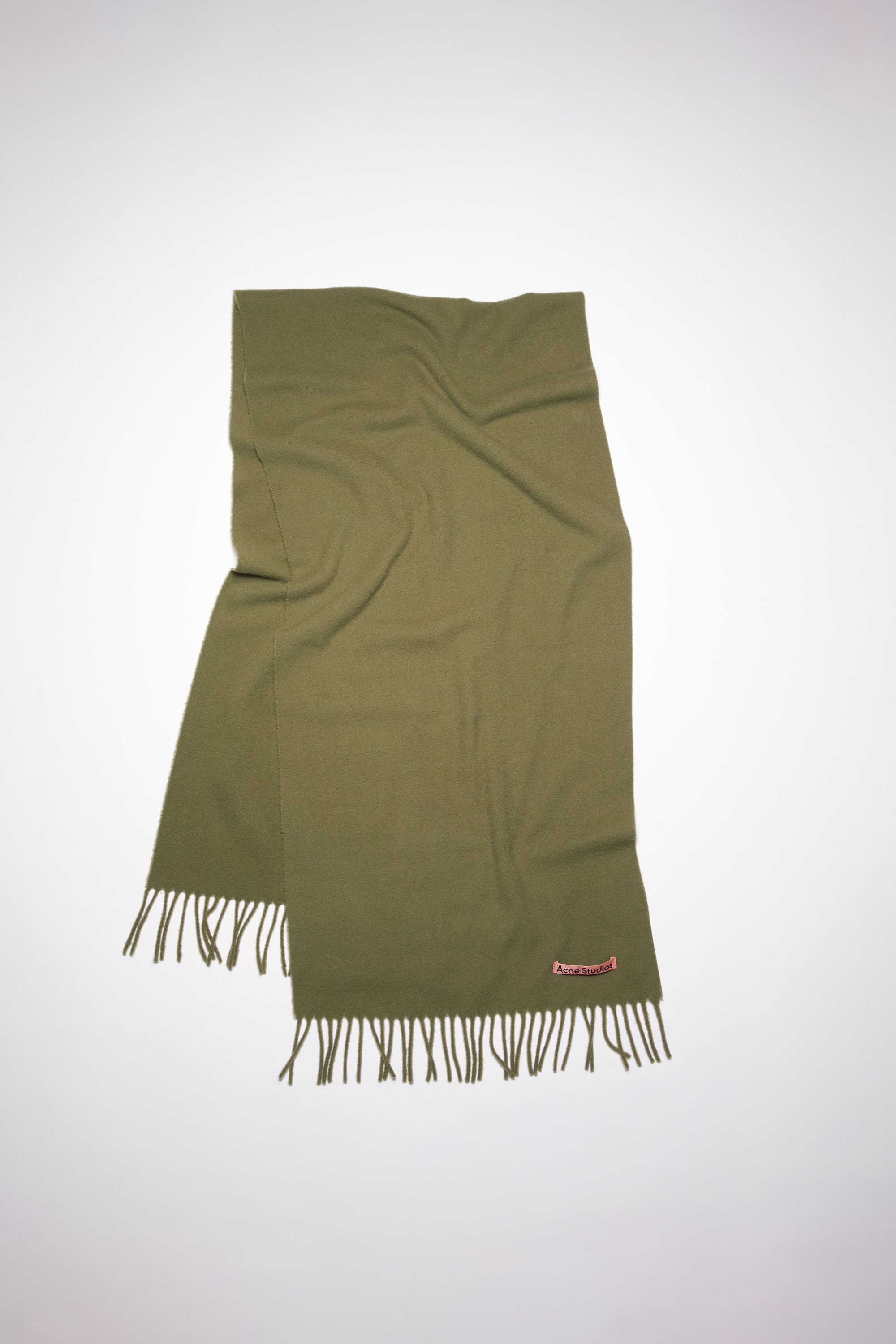 Fringe wool scarf - Narrow - Hunter green - 1