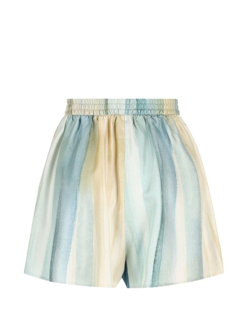 elastic-waistband striped silk shorts 1