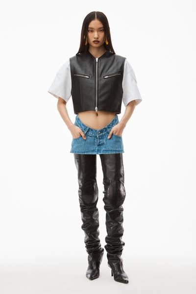 Alexander Wang TAILORED SHORT VEST IN MOTO LEATHER outlook