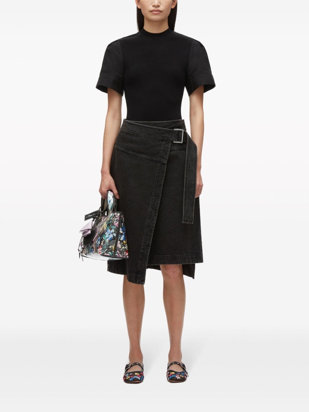 panelled fine-ribbed T-shirt - 2