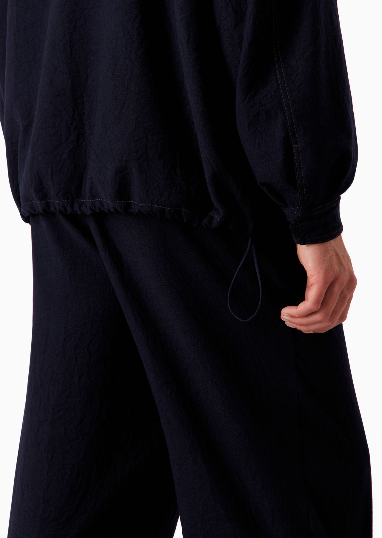 Single-breasted blouson in crinkled wool flannel - 6