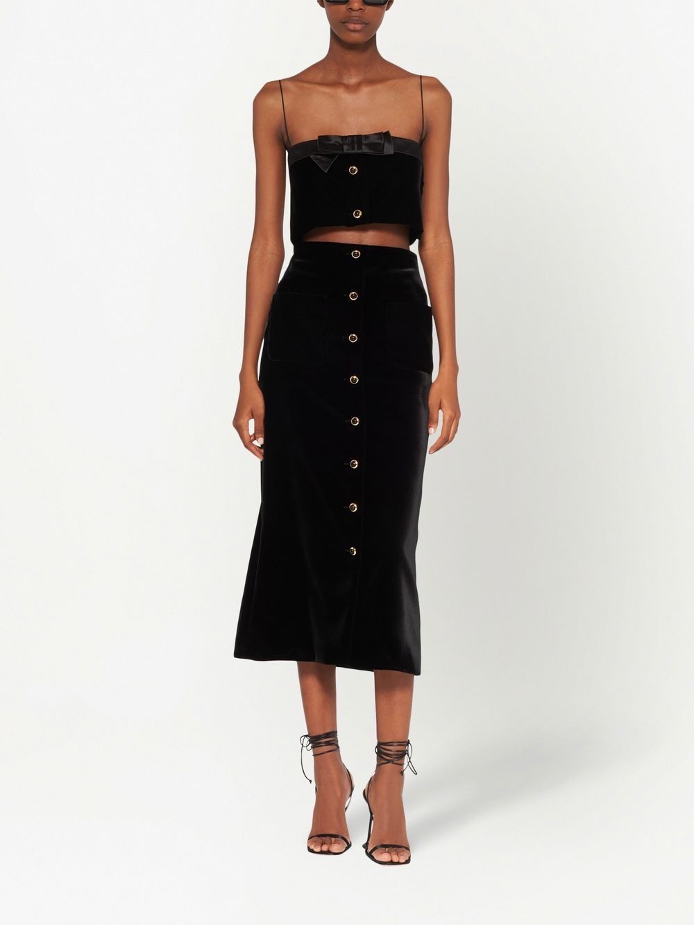 long velvet-effect midi skirt - 2